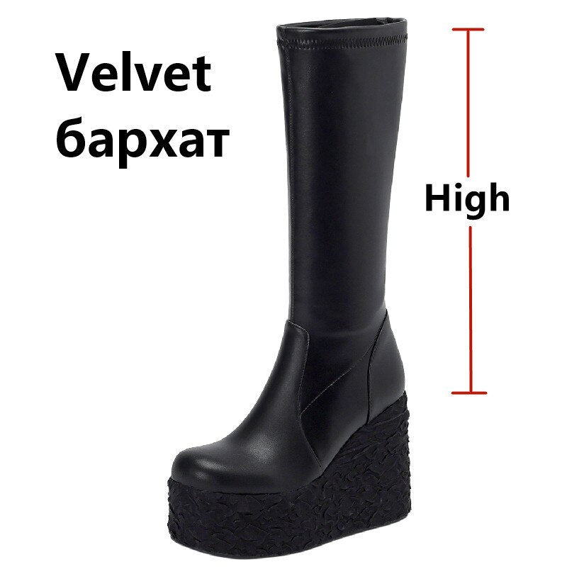 Women's Black Punk Platform Wedge Ankle Boots - Image 39