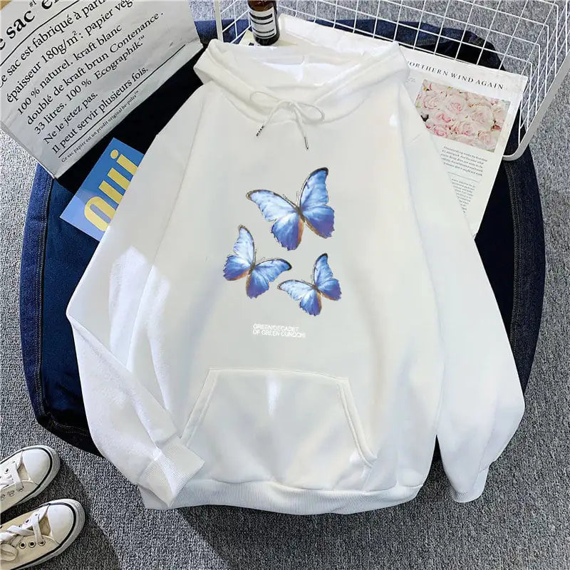 Women's Butterfly Graphic Fleece Pullover Hoodie Long Sleeve - Image 23