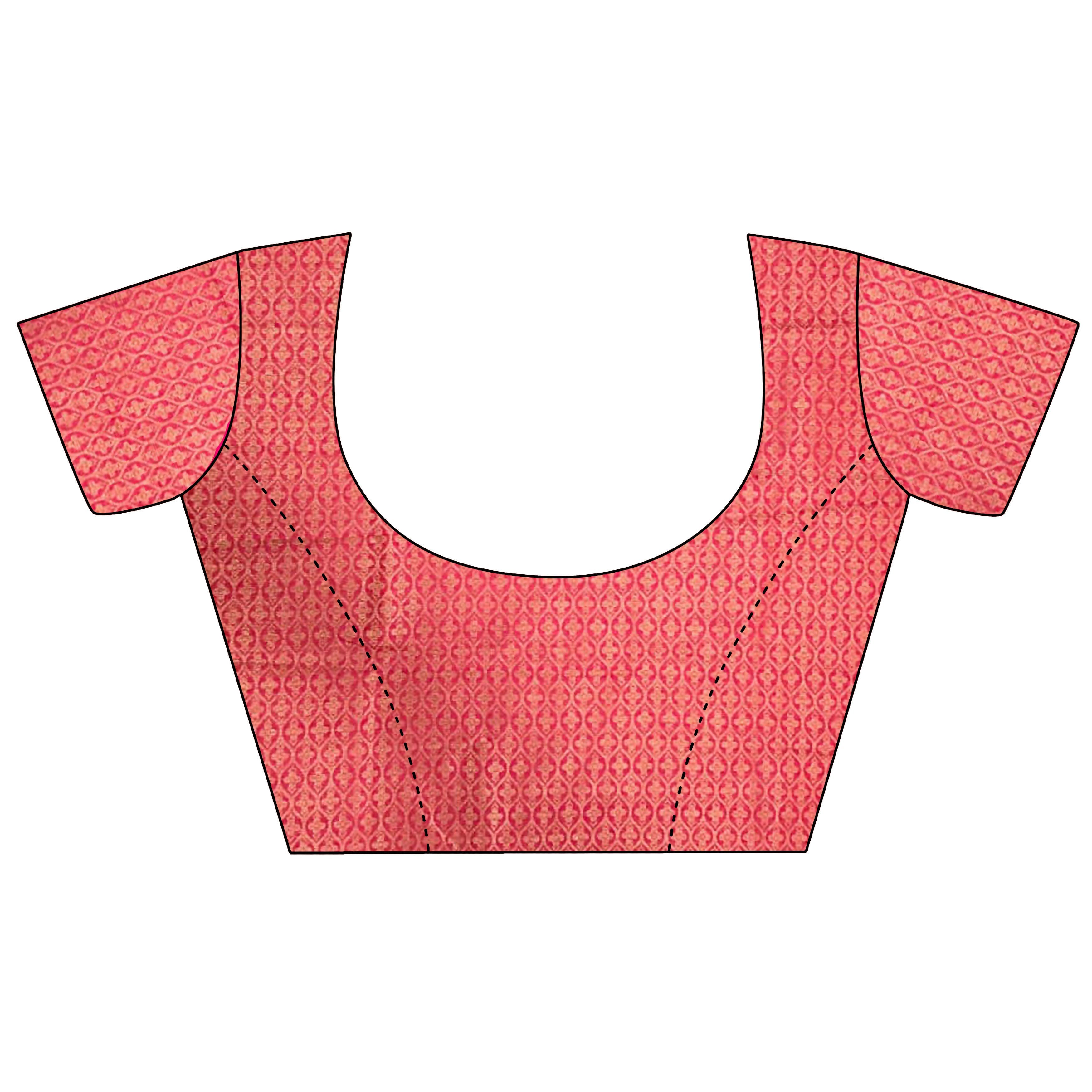 Hot Pink Banarasi Soft Lichi Silk Saree with Woven Checks