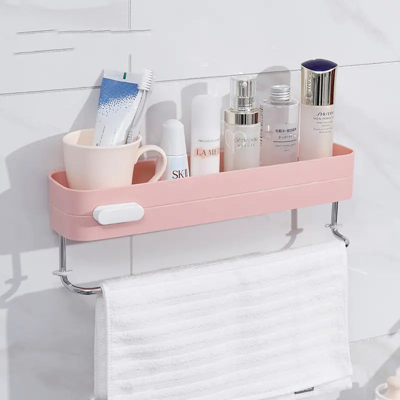 Wall-Mounted Bathroom Storage Rack with Towel Holder