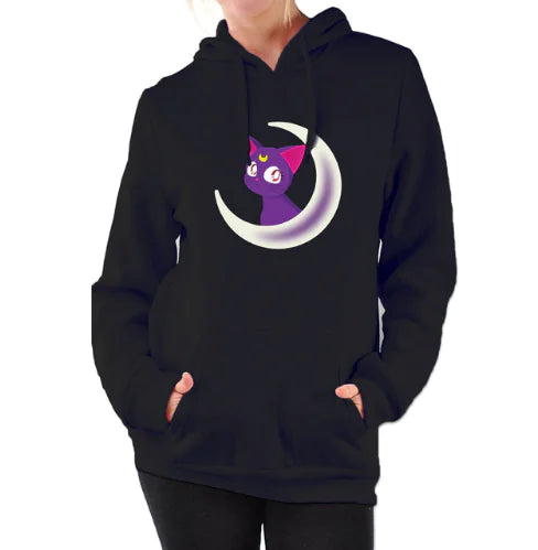 Women's Hooded Sweatshirt with Cute Cat Design