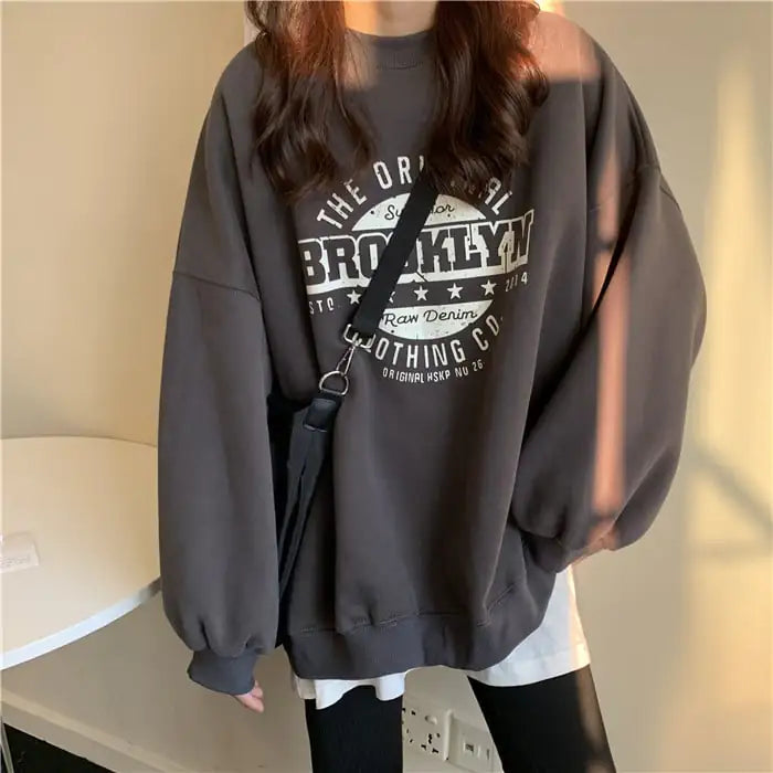 Women's Oversized Graphic Brooklyn Sweatshirt Long Sleeve Pullover - Image 16