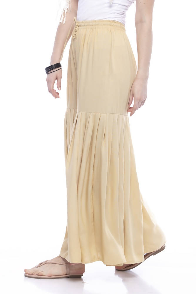 Girls Golden Rayon Cotton Palazzo Pants Bohemian Ethnic Fusion