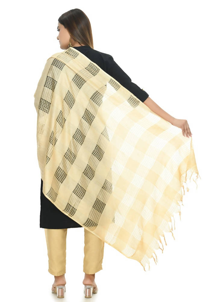 Golden Window Dupatta in Cotton with Geometric Pattern