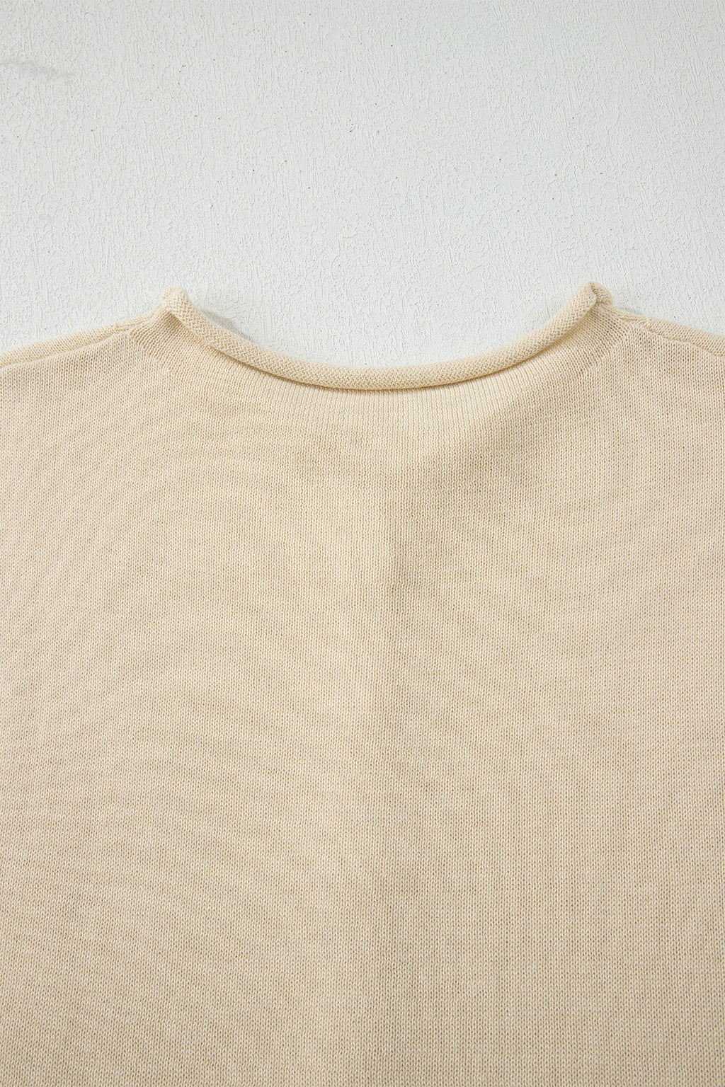 Solid Button-Front Rolled Hem Sweater Top