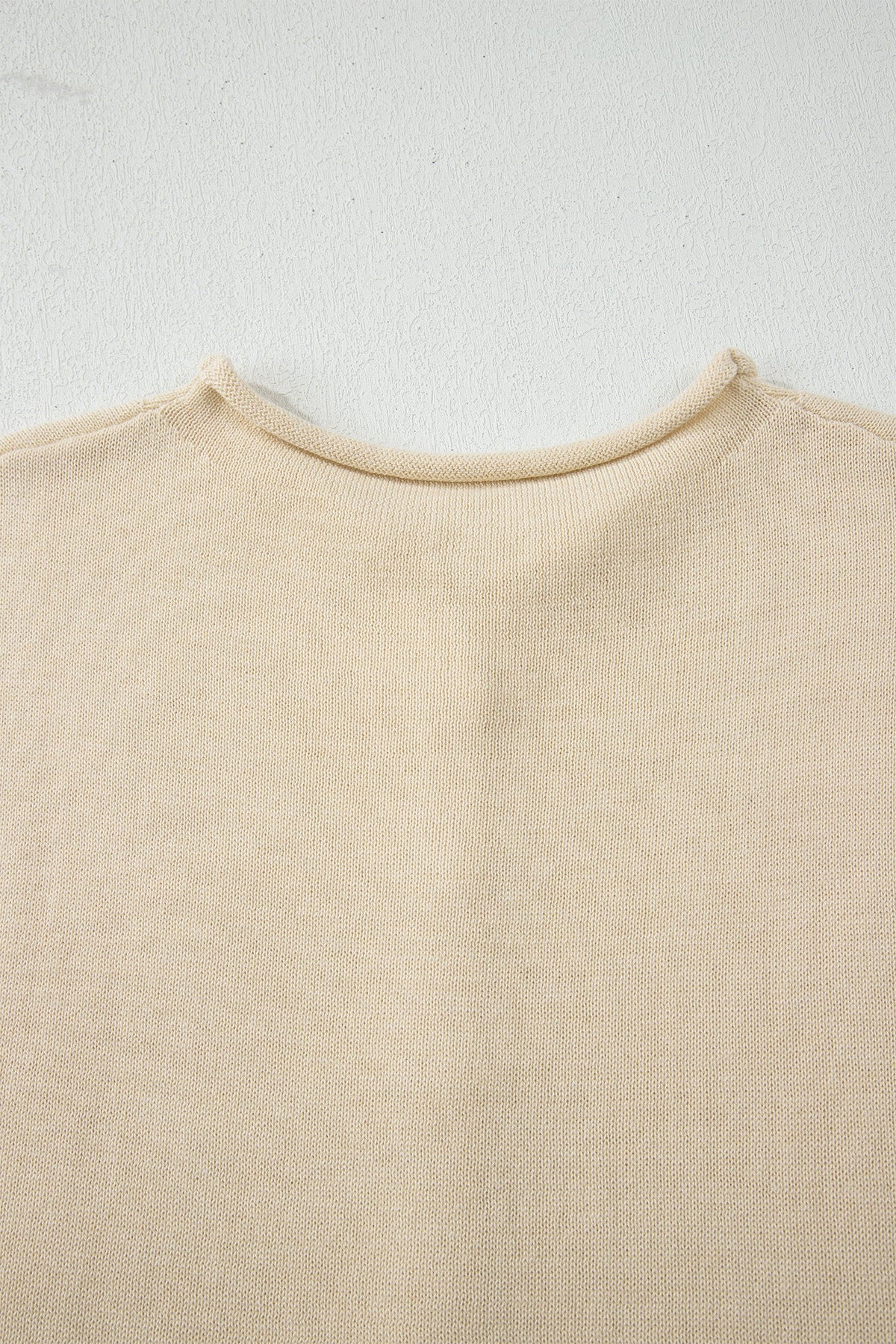Solid Button-Front Rolled Hem Sweater Top