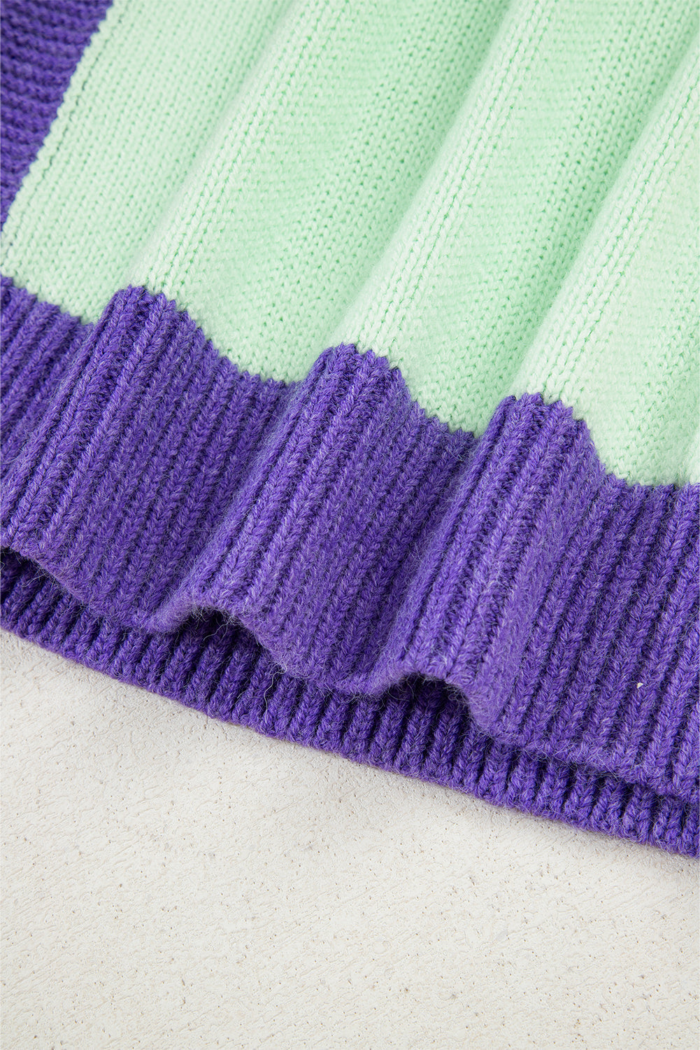Colorblock Stitched V-Neck Drop Shoulder Sweater