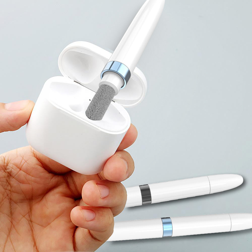 3-in-1 electronics cleaning pen with stainless steel nib and brush for AirPods and mobile phones