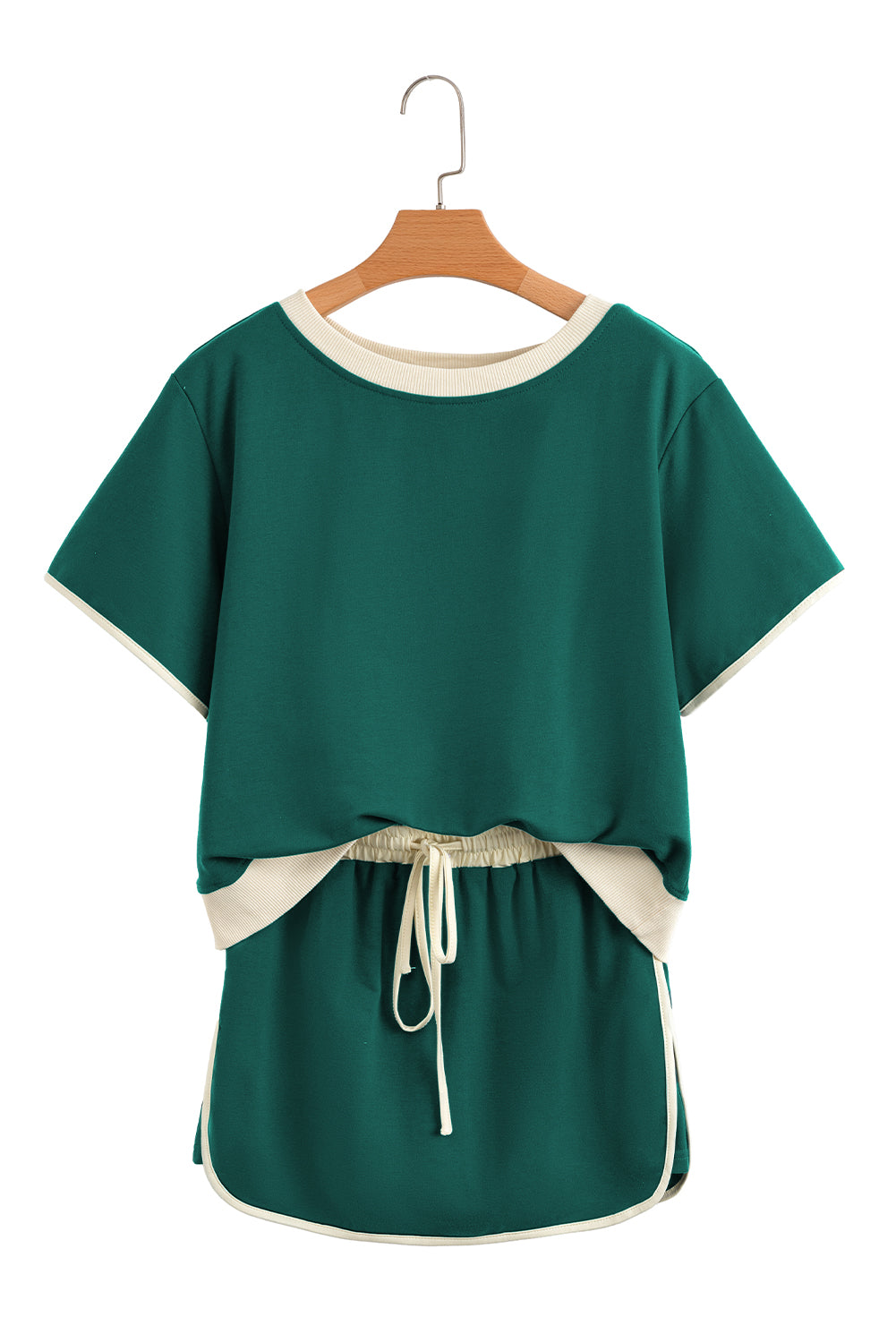 Evergreen Colorblock Drop Shoulder T-Shirt & Skort Set