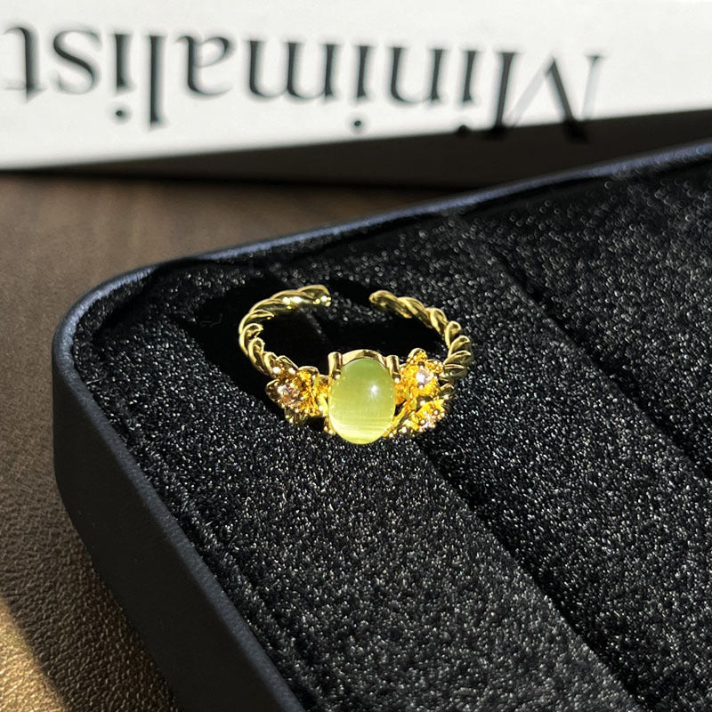 Geometric Micro-Inlaid Open Ring Adjustable Minimalist Band