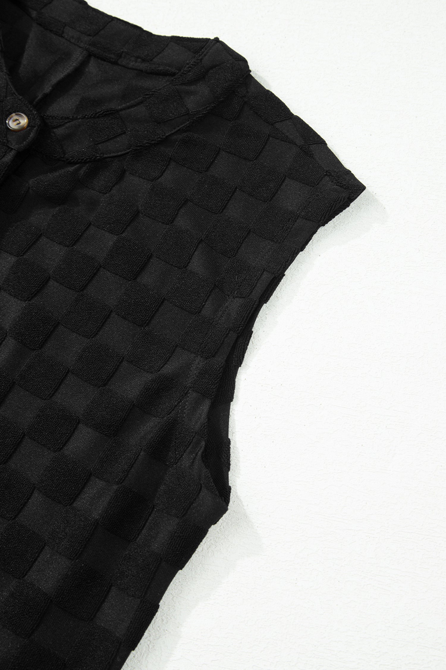 Checker Textured Sleeveless Wide Leg Jumpsuit