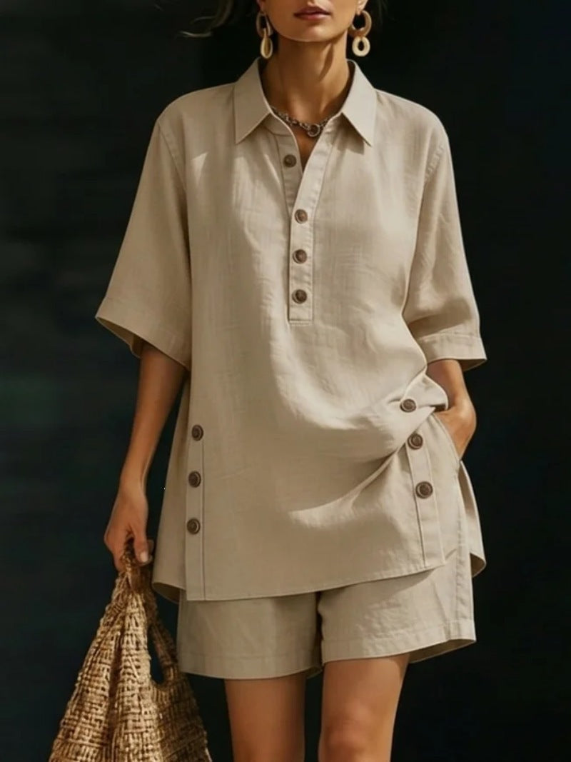 Short-Sleeve Button-Down Shirt and Shorts Set - Image 6