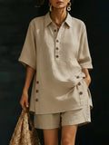 Short-Sleeve Button-Down Shirt and Shorts Set - Image 6