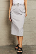 HYFVE Professional Poise Buckled Midi Skirt Grey