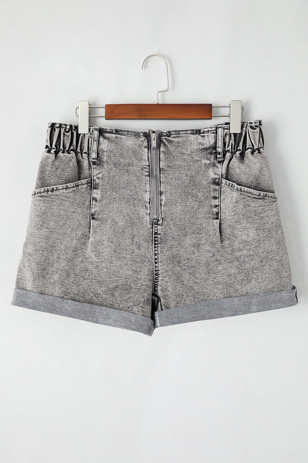 Zipped Cuffed Edge Denim Shorts