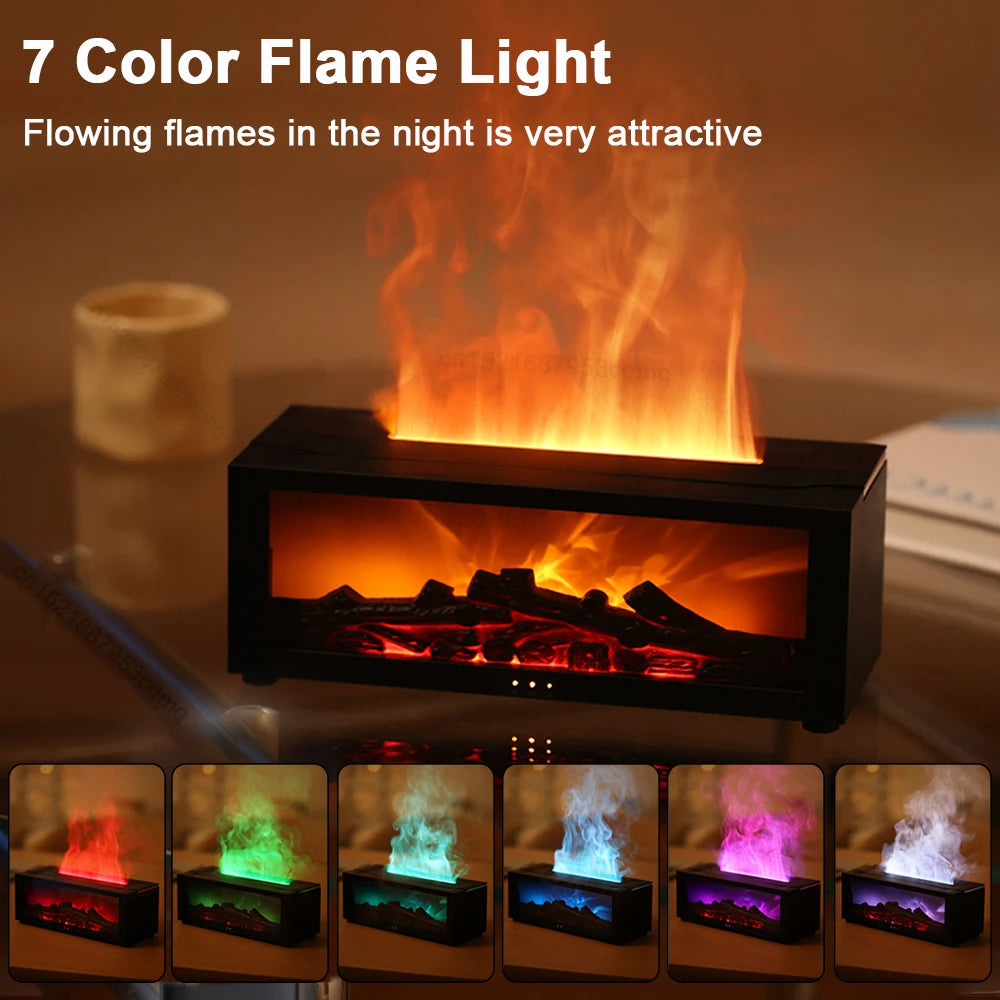 Modern Flame Aromatherapy Diffuser & LED Mist Humidifier, Black