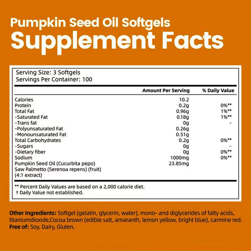 300 Softgel Capsules Of Orange Pumpkin Seed Oil