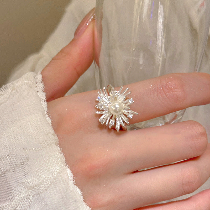 Pearl Firework New Niche Open-End Ring For Women