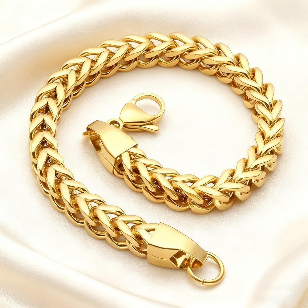 Minimalist European-American Instagram-style Mens 304 Stainless Steel Double-sided Fish-scale Bracelet