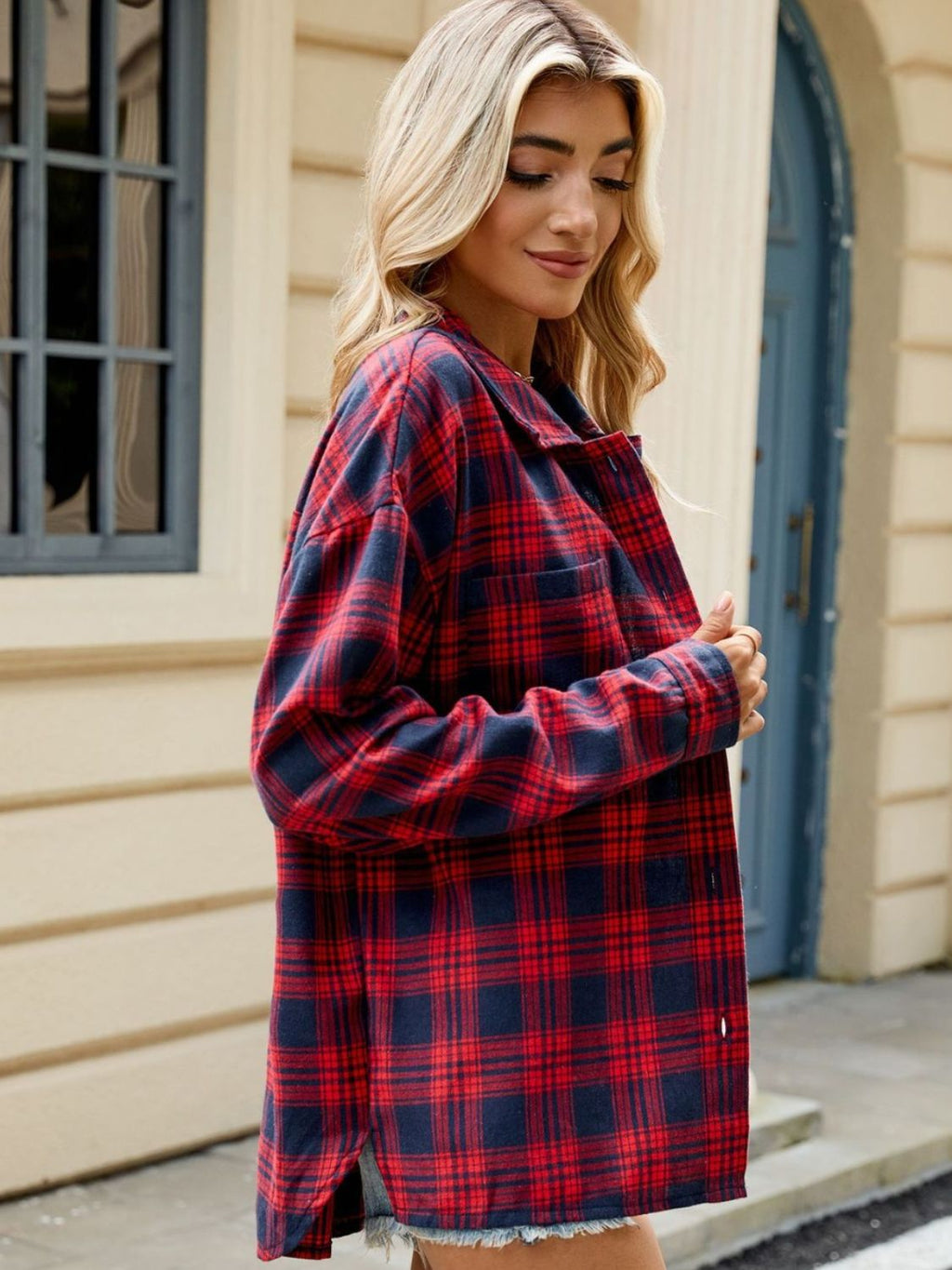 Brown and Black Plaid Long Sleeve Button-Down Collared Shirt - Image 24