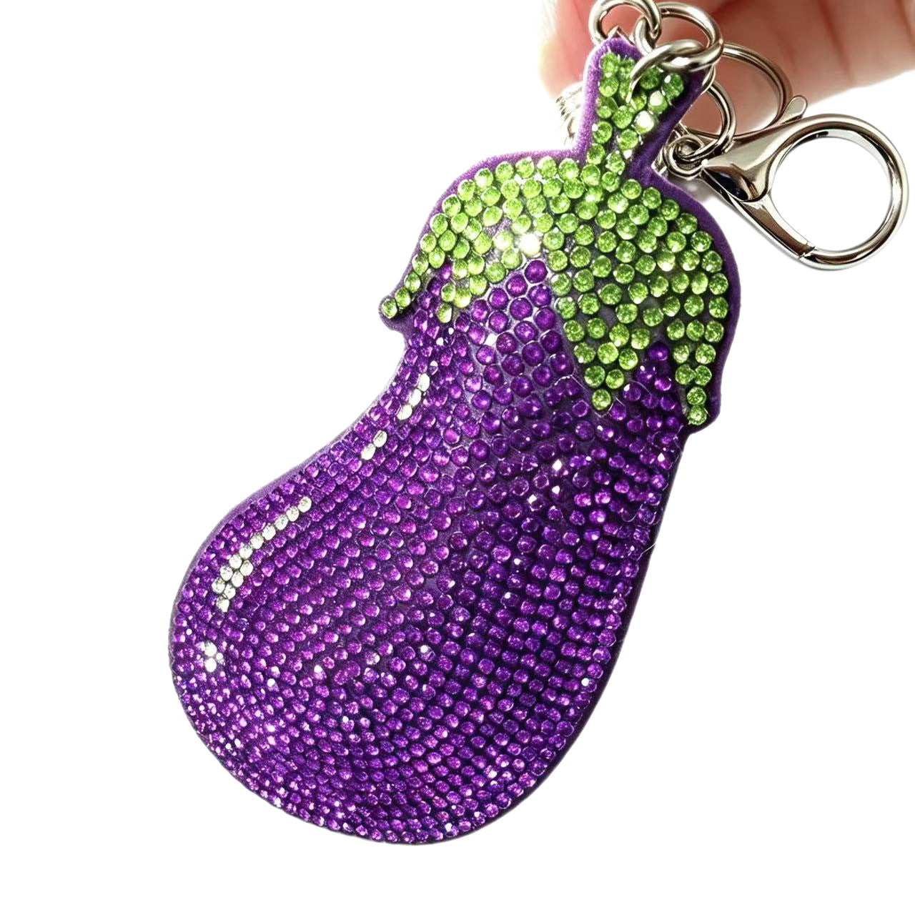 Hot-fix Rhinestone Eggplant Keychaincreative Fruit Design