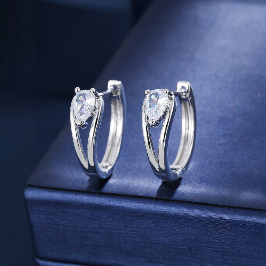 Water-Drop Double-Twist Zircon Ear Clips - Minimalist Gold & Silver