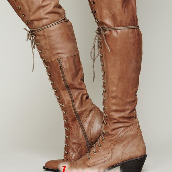 Women's Over-the-Knee Boots – Round Toe Winter