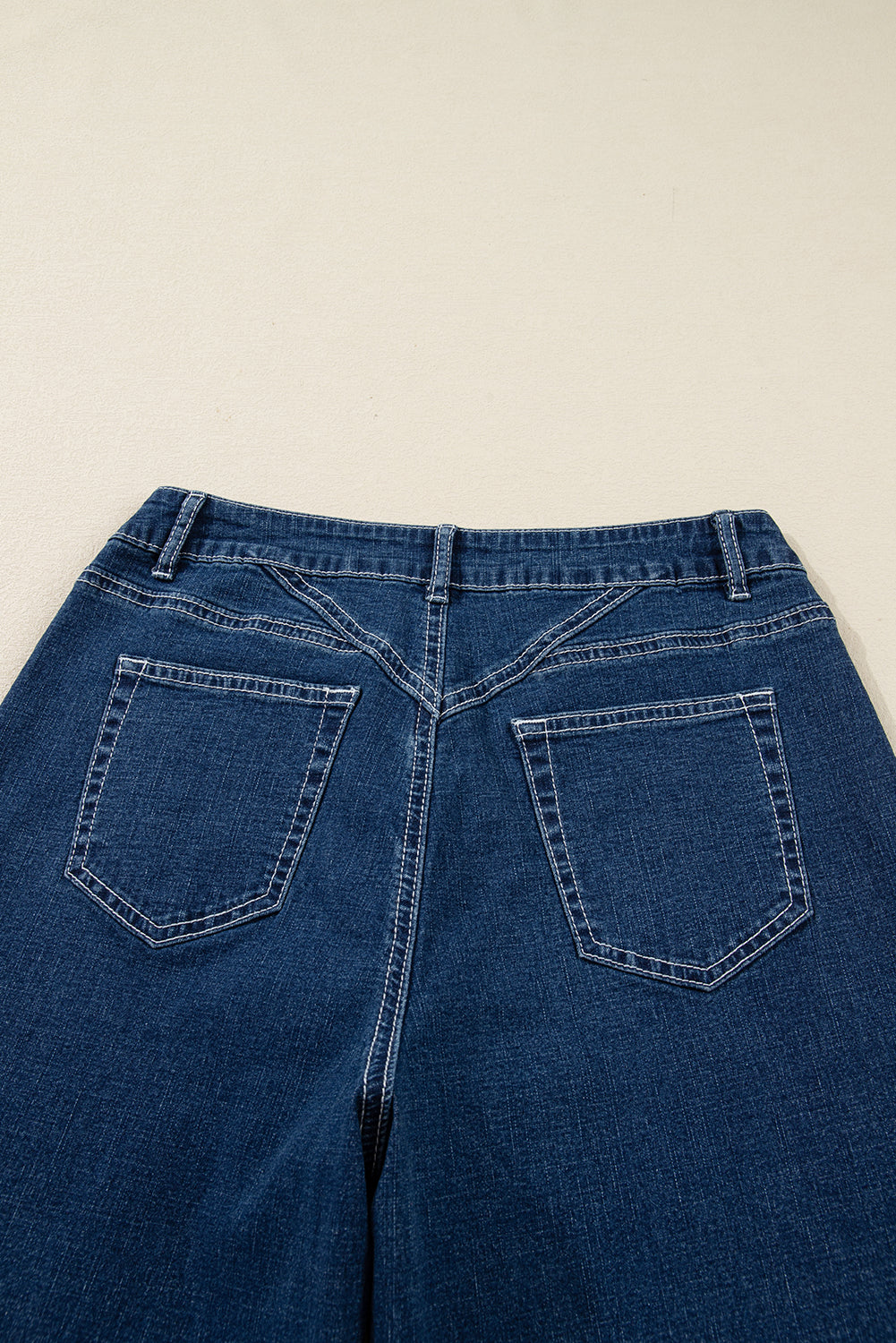 Sail Blue Stitched Waist Cuffed Denim Jeans