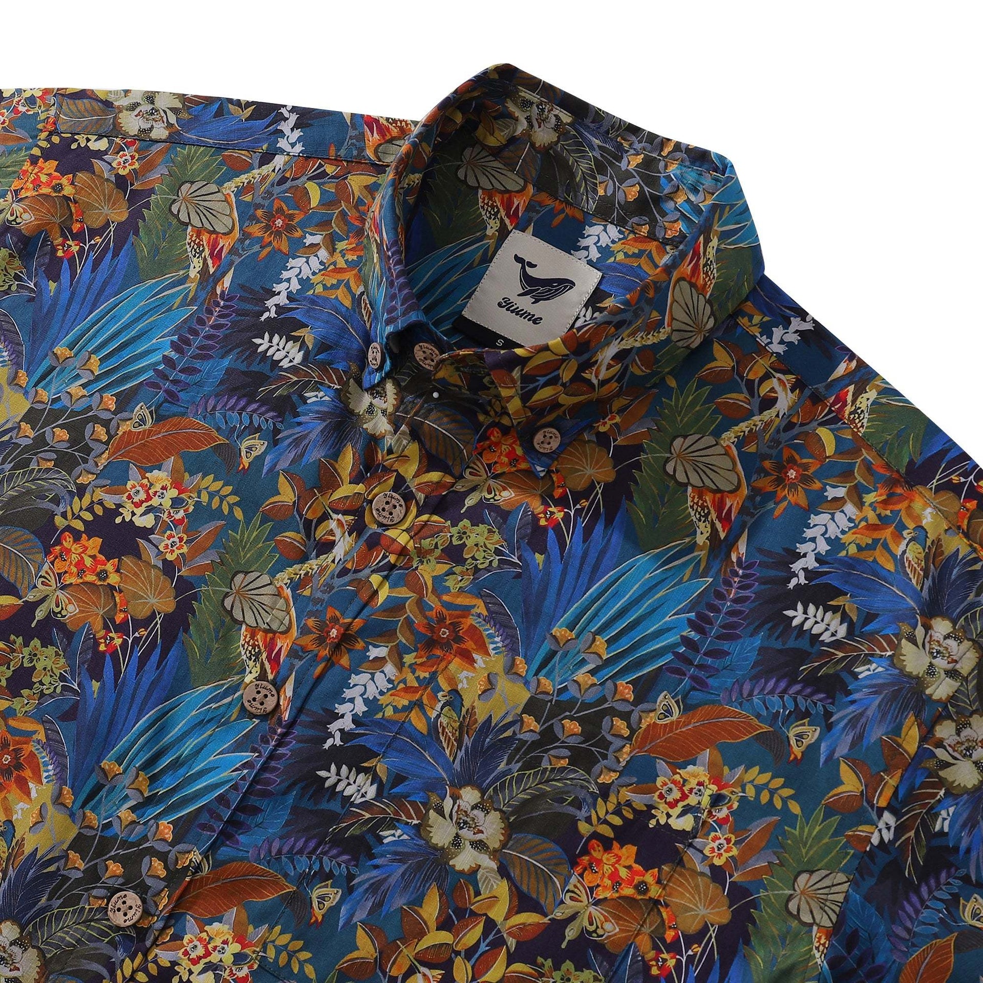 Men's Floral Insect Print Hawaiian Shirt 100% Cotton Casual