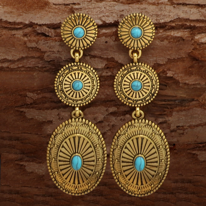 Retro Tassel Teardrop Long-chain Stud Earrings