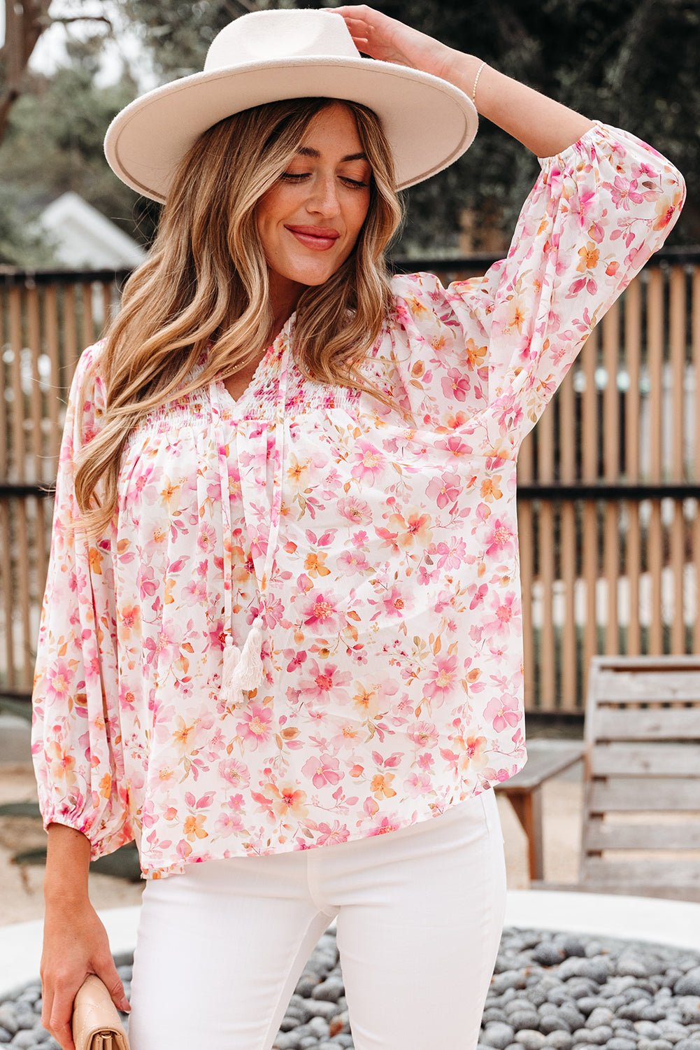 Sienna Floral Tassel Tie Tunic Blouse