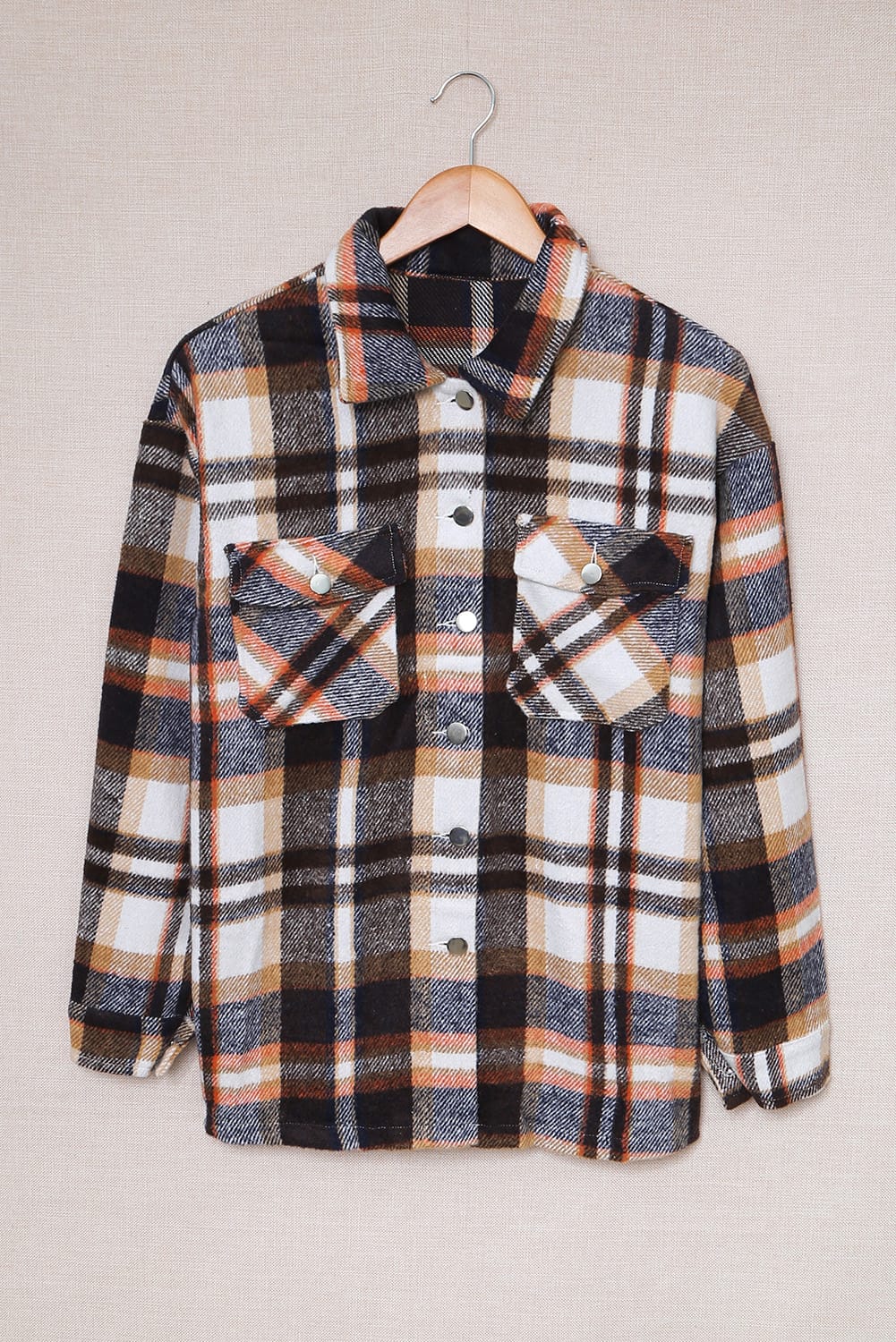 Brown Plaid Flannel Shacket | Button-Up Long Sleeve