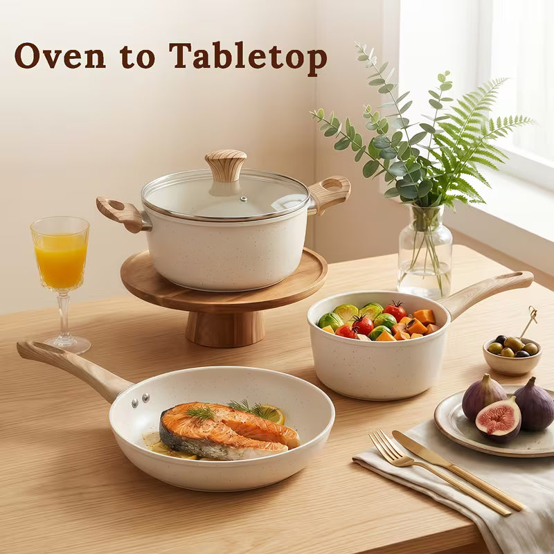 12-Piece Stainless Steel Cookware Set with Frying Pan and Saucepan