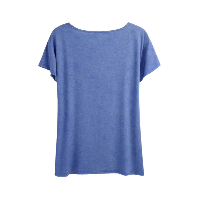 Women's Blue Heart Print Tee - Soft & Stretchy Casual Top