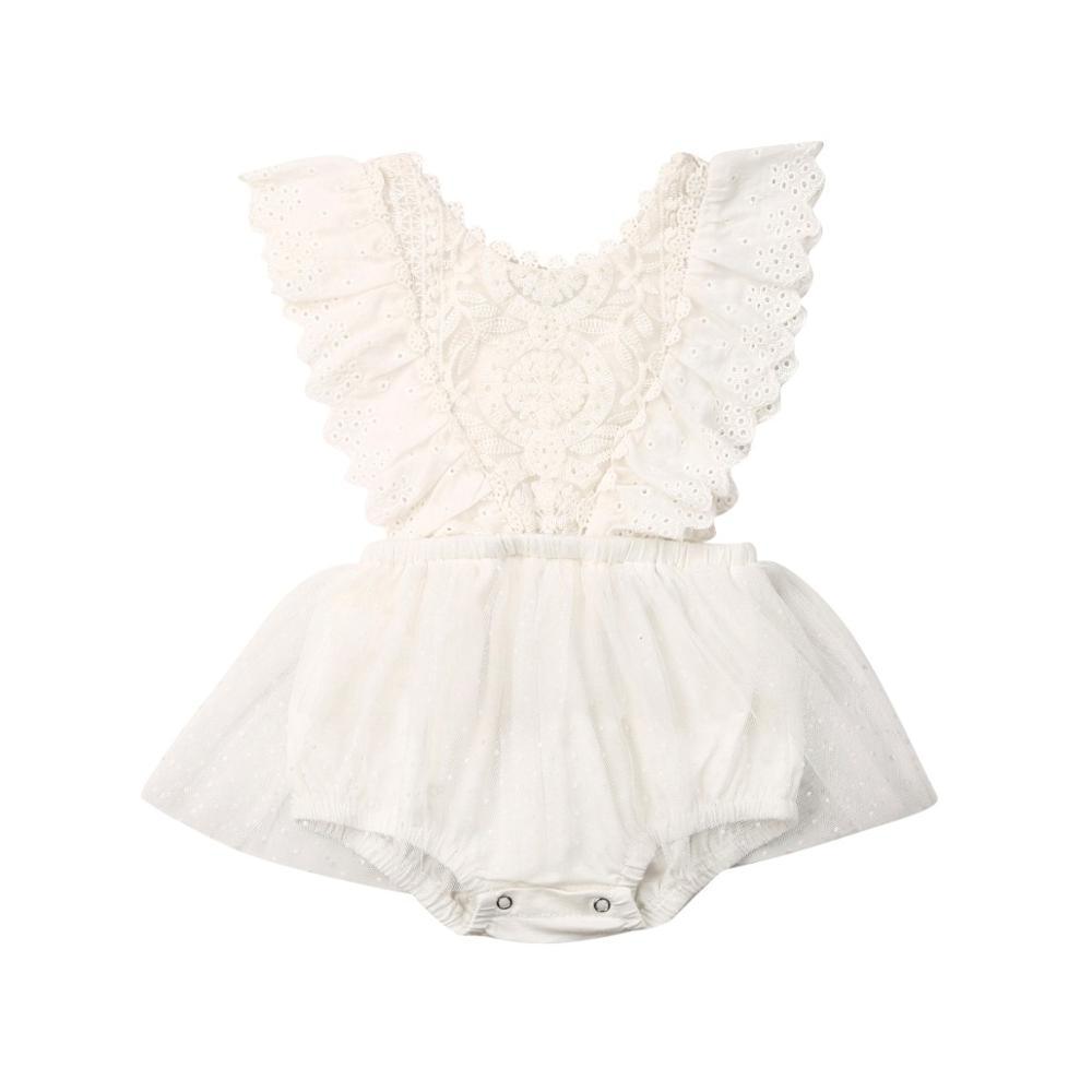 Baby Girl Lace Ruffle Romper Tutu Bodysuit for Newborns 0-24 Months