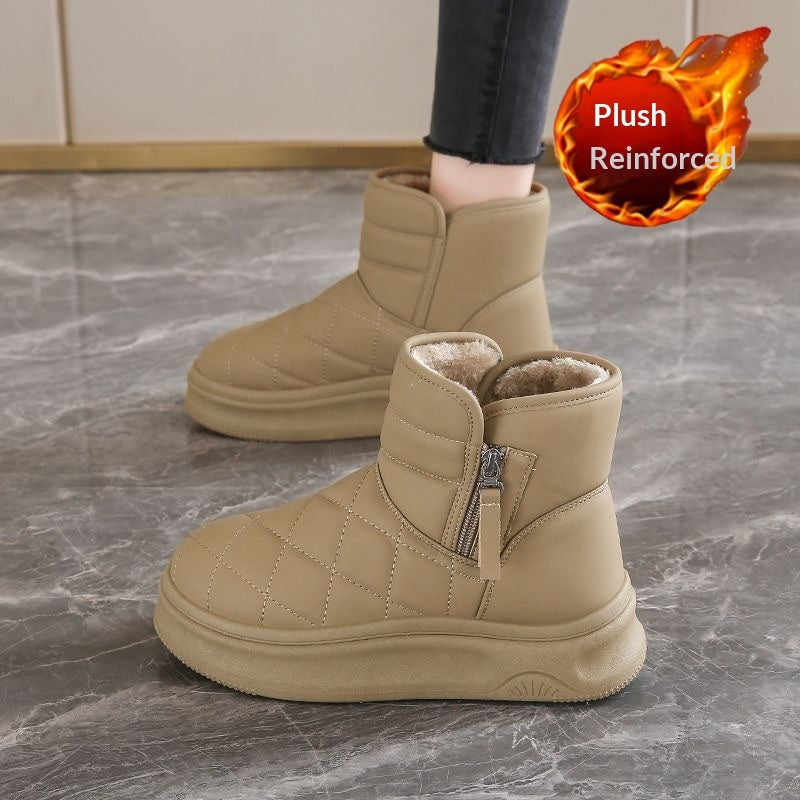 Women’s Warm Fleece-Lined Quilted Ankle Snow Boots Winter Footwear