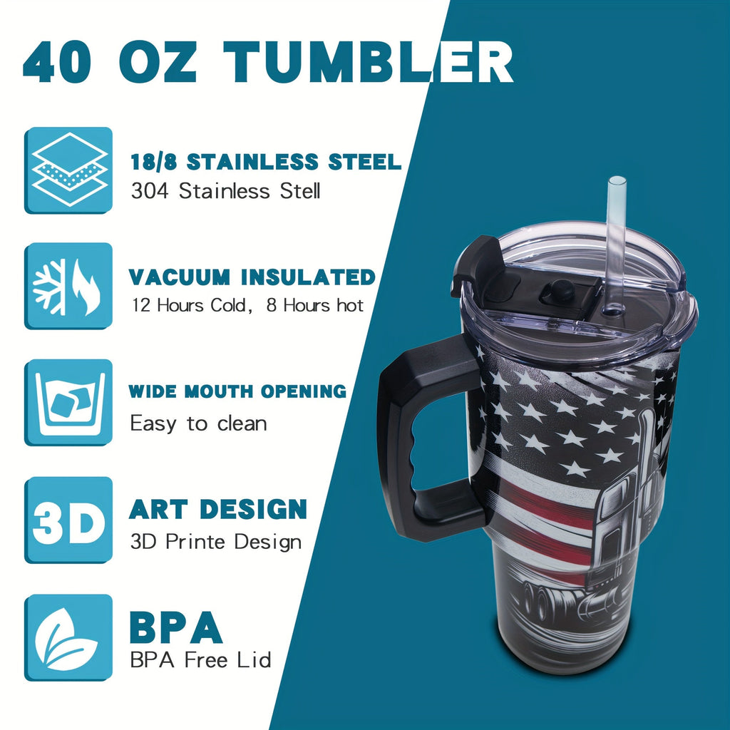 40oz Patriotic Stainless Steel Tumbler with Handle