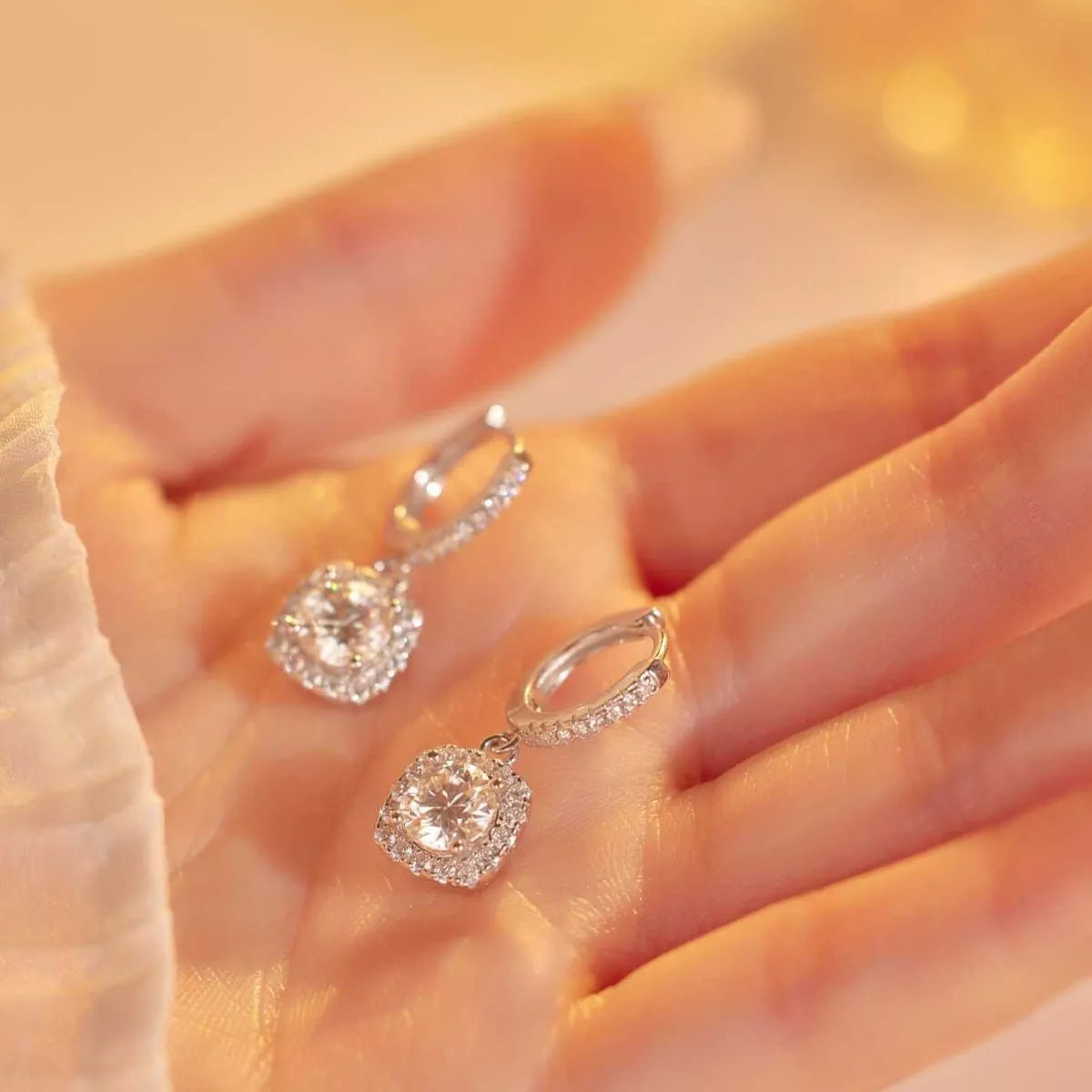 1 Carat Moissanite 925 Sterling Silver Hoop Drop Earrings