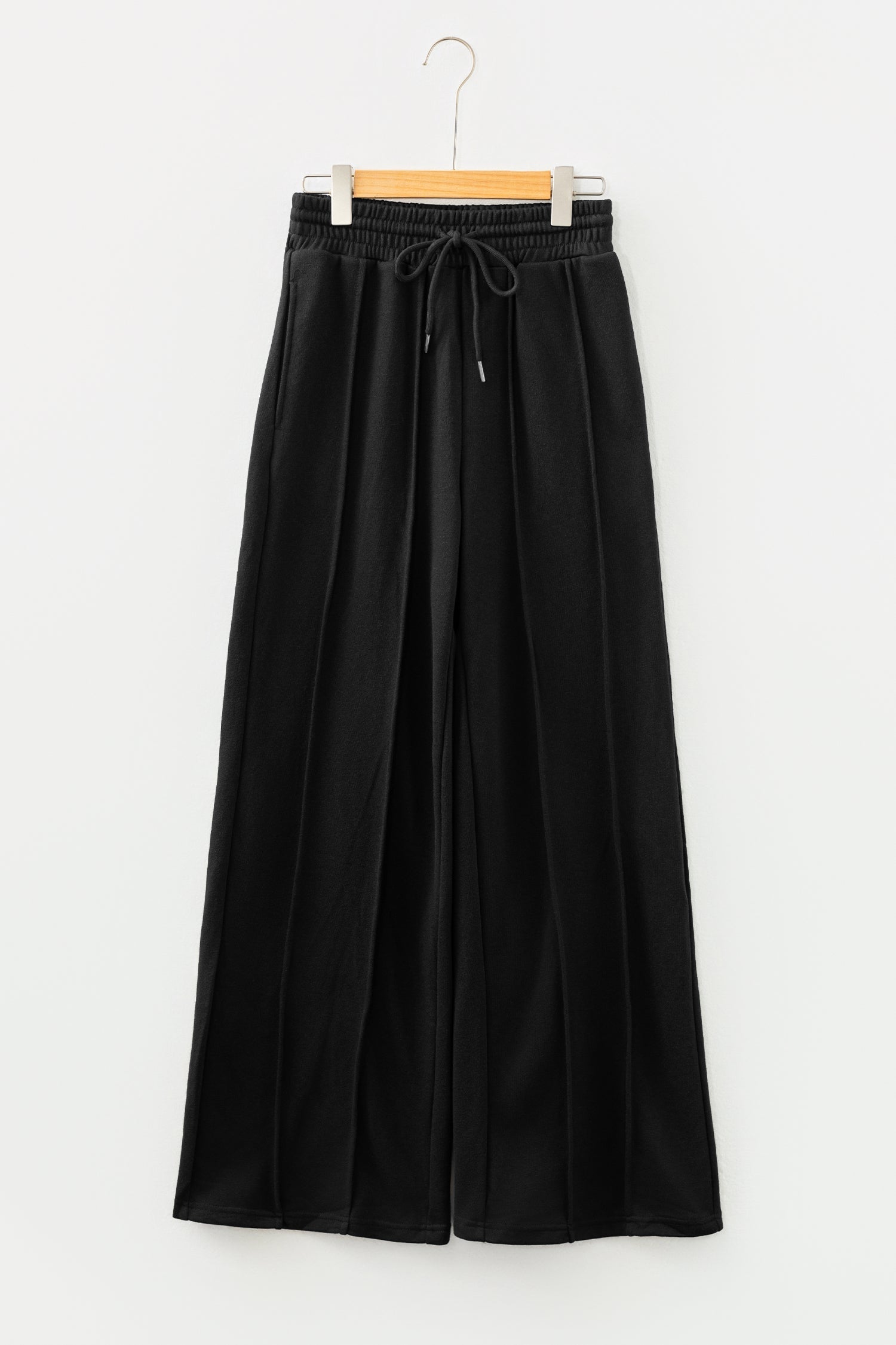 Solid Seam Drawstring Wide Leg Sweatpants