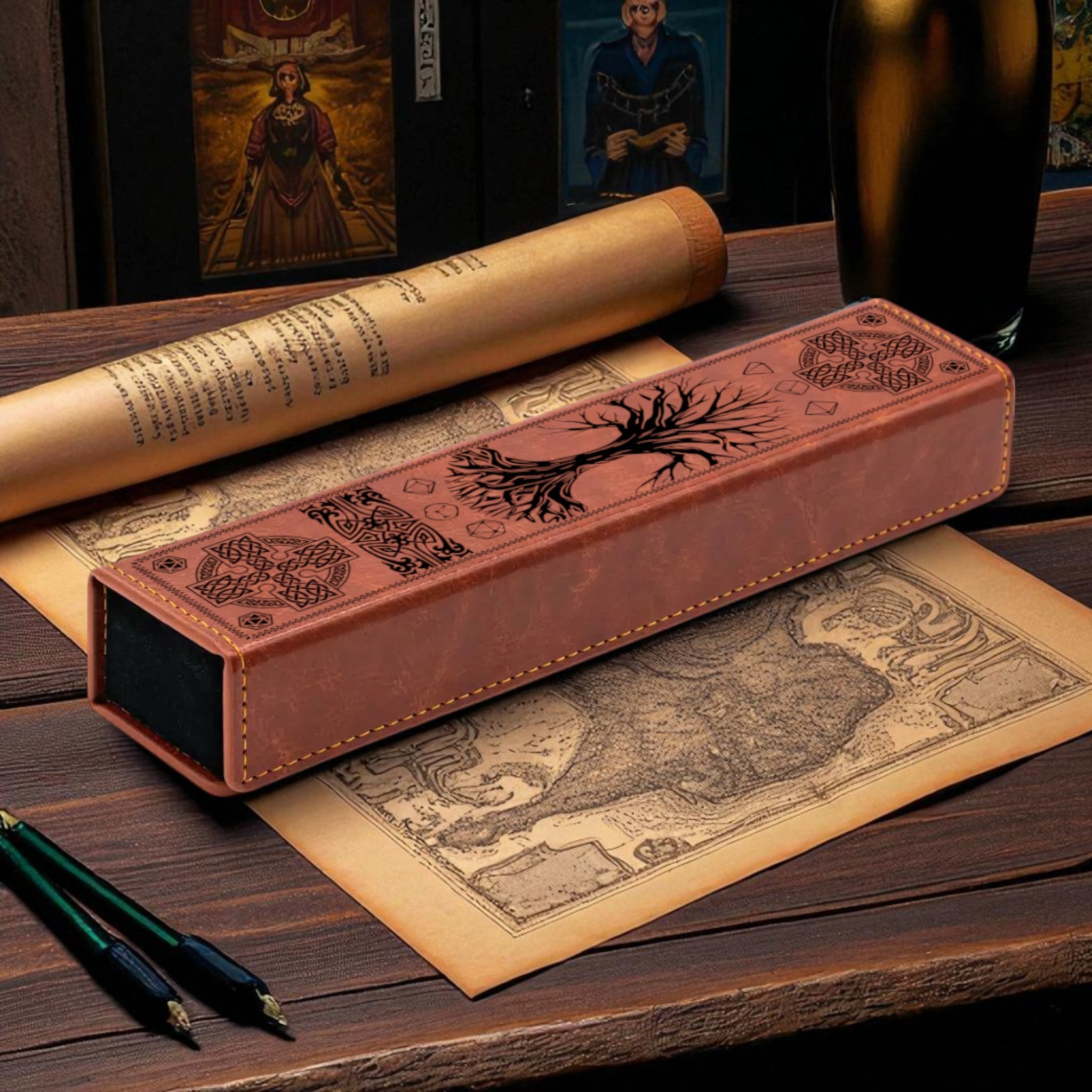 Druid Tree of Life Faux Leather Dice Vault