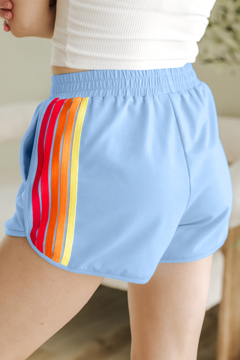 Stripe Colorblock High Waist Shorts