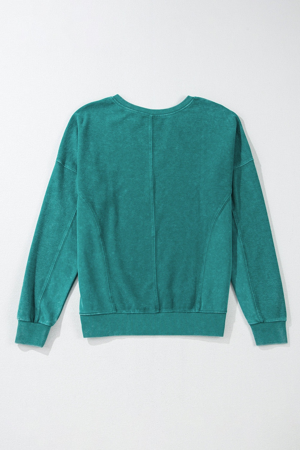 Solid Notched Neck Drop Shoulder Sweatshirt