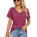 Women's V-Neck Loose-Fit T-Shirt Casual Summer Short Sleeve Top - Image 12