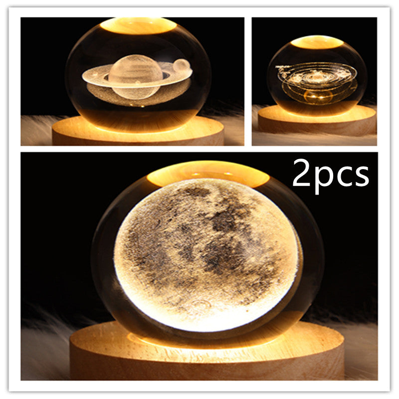 3D Galaxy Crystal Ball LED Night Light Planet Lamp Home Decor