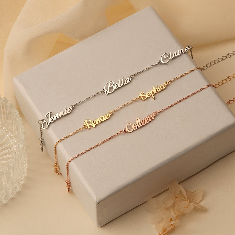 Customized Name Bracelet: Personalized Minimalist Script Jewelry