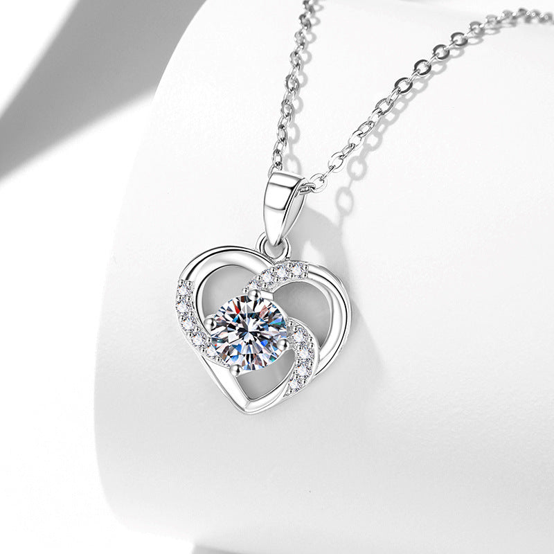 Eternal Heart Moissanite Pendant Necklace in S925 Sterling Silver