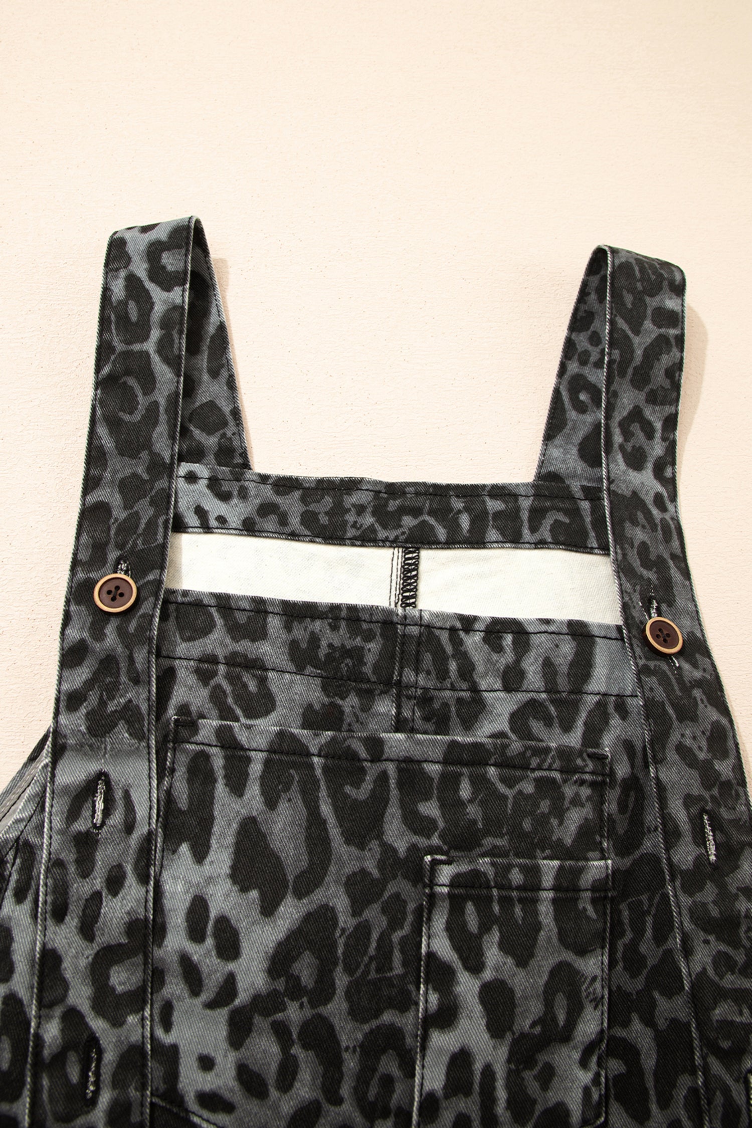 Leopard Button Adjustable-Strap Cropped Overalls