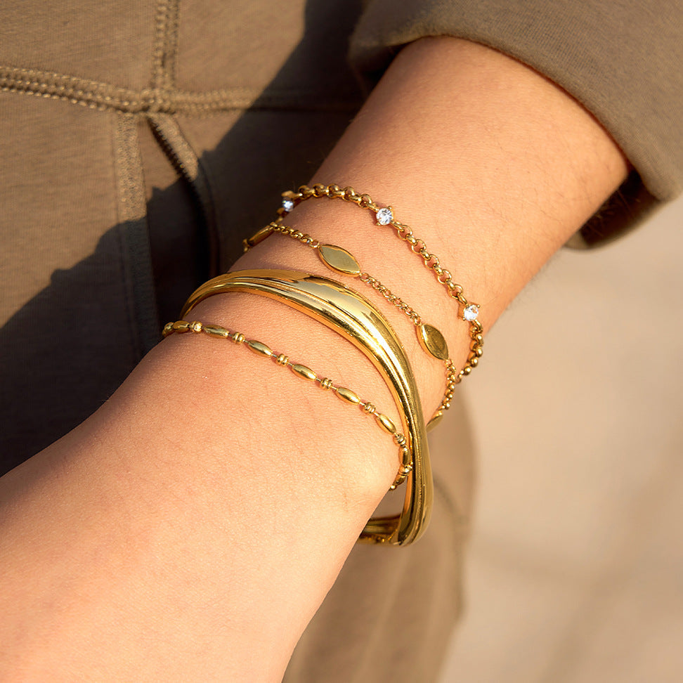 Gold Wave Open Cuff Bracelet