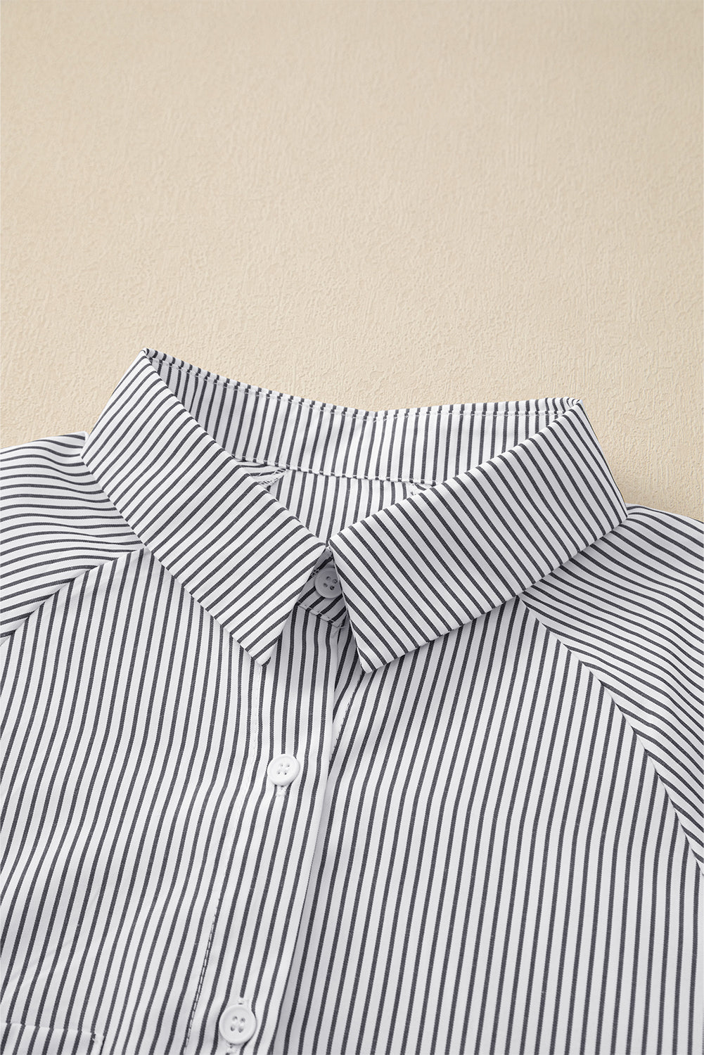 Blue Striped Casual Shirt with Shirred Cuffs | Polyester