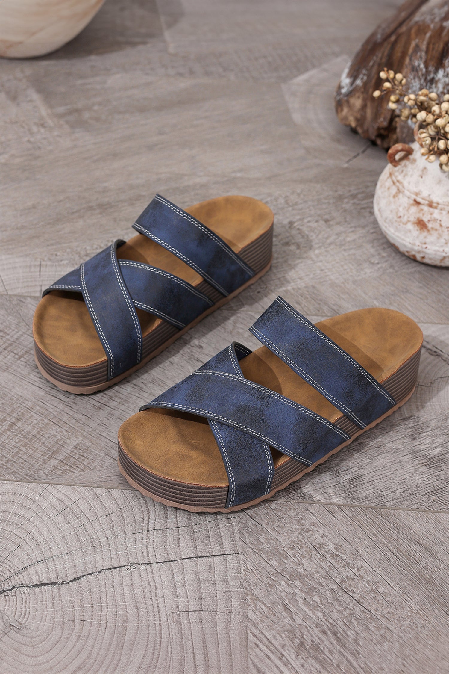 Kayla Band Retro Platform Slippers - Casual Bohemian Wedge Sandals